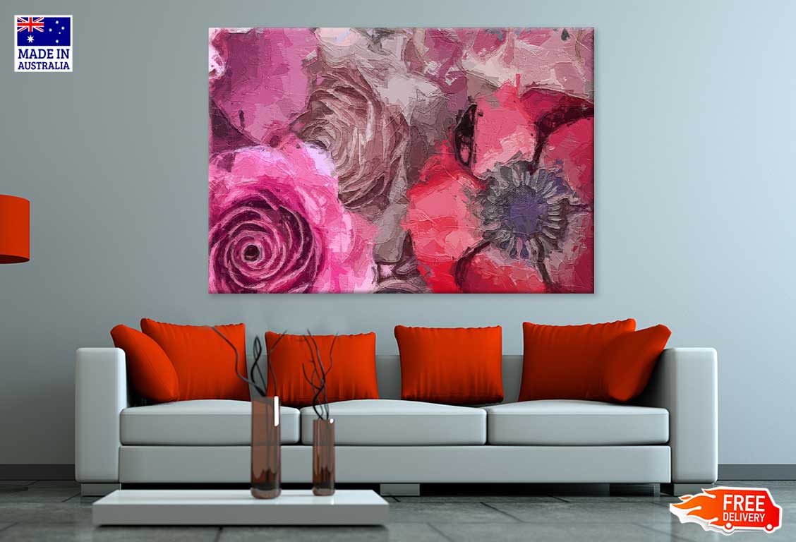 Peony & Rose Flower Oil Painting Print 100% Australian Made