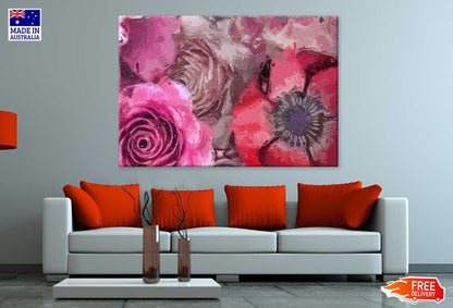 Peony & Rose Flower Oil Painting Print 100% Australian Made