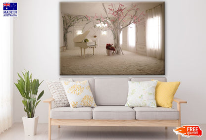 Piano & Floral Tree In A Room Print 100% Australian Made