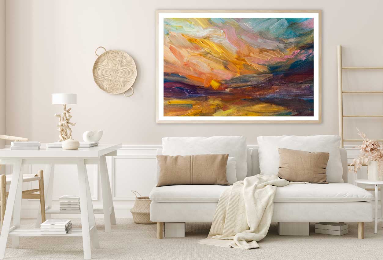 Sunset Sky Abstract Oil Painting Home Decor Premium Quality Poster Print Choose Your Sizes