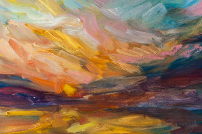 Sunset Sky Abstract Oil Painting Print 100% Australian Made