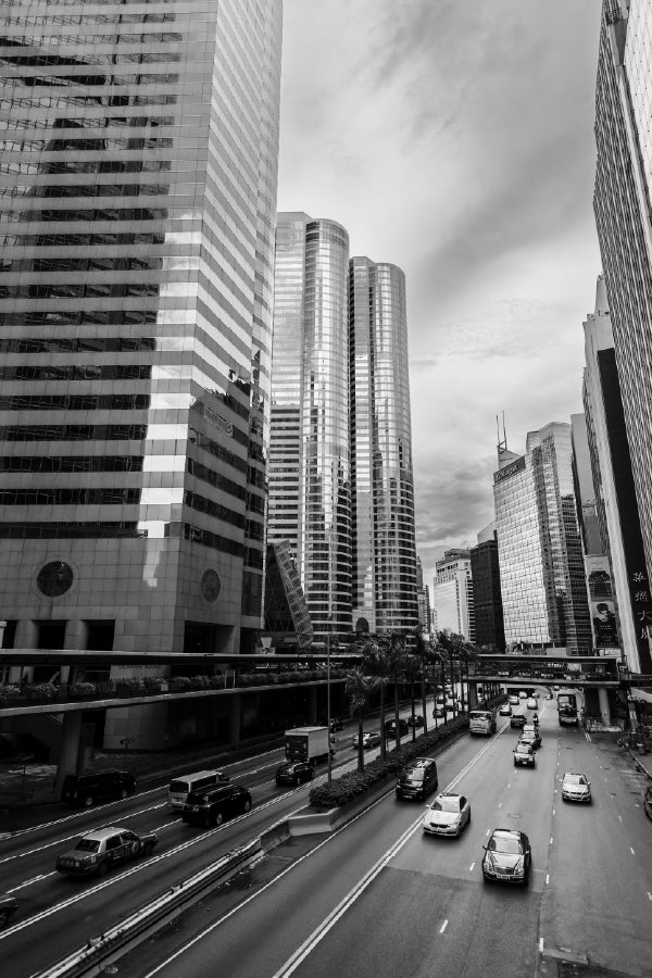 Street View of Hong Kong B&W Photograph Home Decor Premium Quality Poster Print Choose Your Sizes