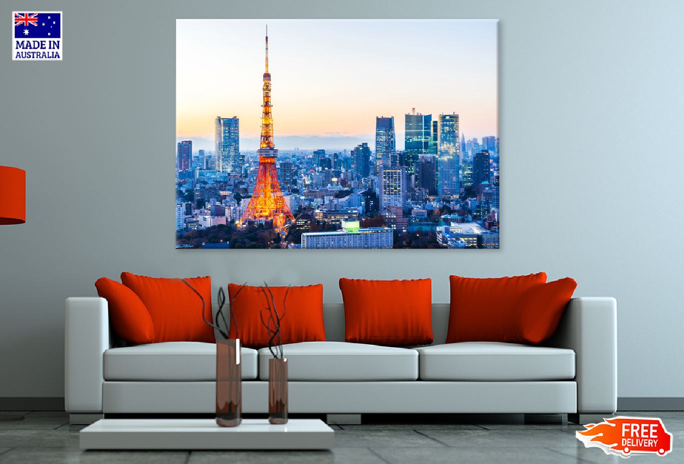 Neon Night Photograph in Hamamatsucho Tokyo Print 100% Australian Made