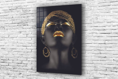 African Woman & Jewels Print Tempered Glass Wall Art 100% Made in Australia Ready to Hang