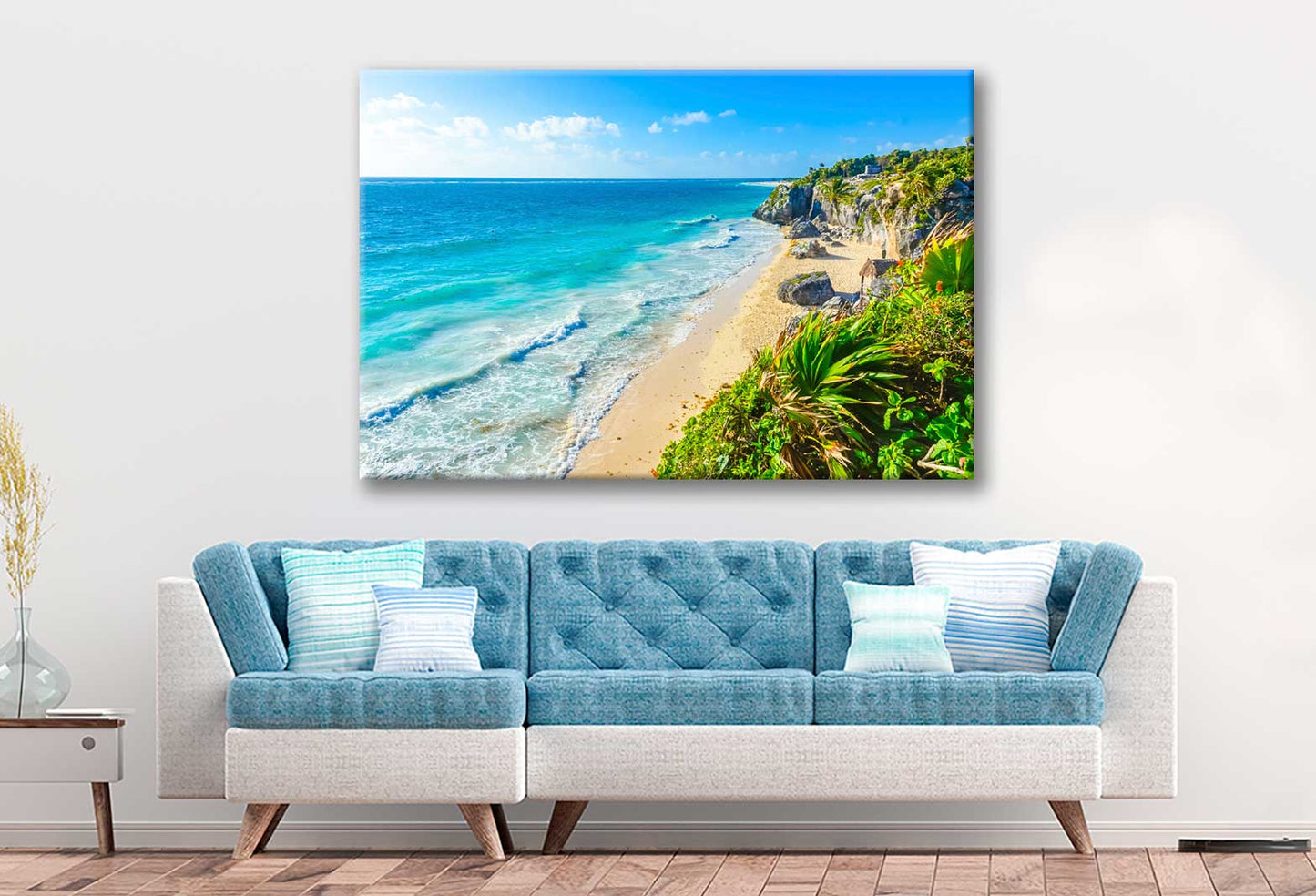 Bella Home Mayan Ruins of Tulum at Tropical Coast Print Canvas Ready to hang