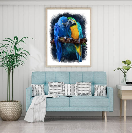 Colorful Parrots Watercolor Paint Home Decor Premium Quality Poster Print Choose Your Sizes