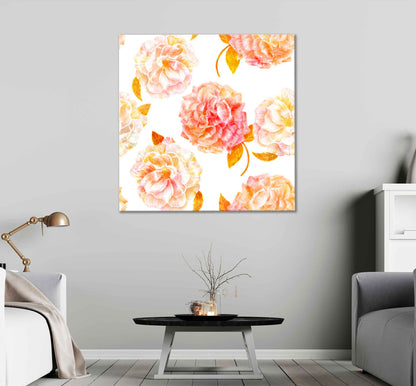 Square Canvas Pink White Roses Oil Painting High Quality Print 100% Australian Made