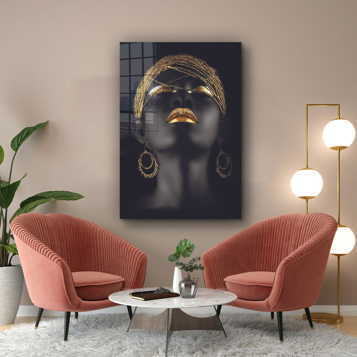 African Woman & Jewels Print Tempered Glass Wall Art 100% Made in Australia Ready to Hang