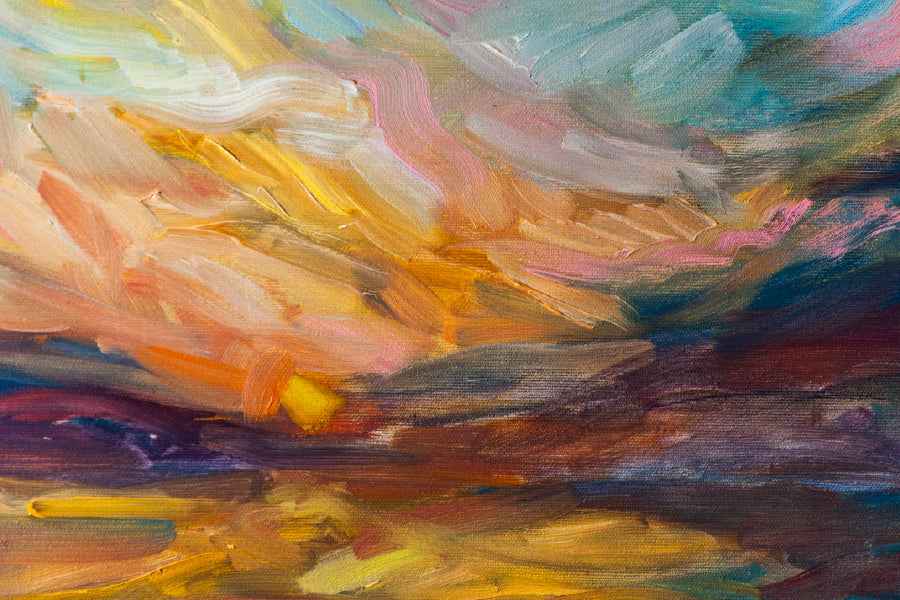 Sunset Sky Abstract Oil Painting Home Decor Premium Quality Poster Print Choose Your Sizes