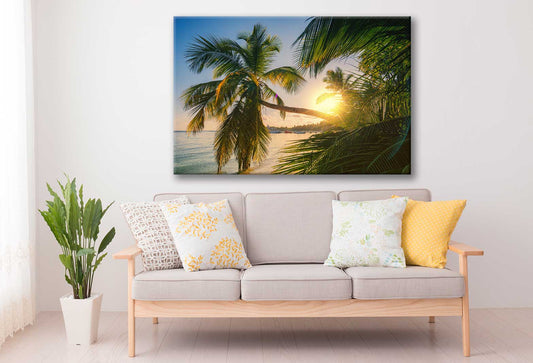 Bella Home Sunrise Shot Of Tropical Island Beach Print Canvas Ready to hang