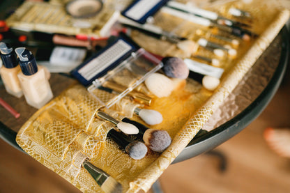 Gold Cosmetic Bag & Brushes View Photograph Print 100% Australian Made