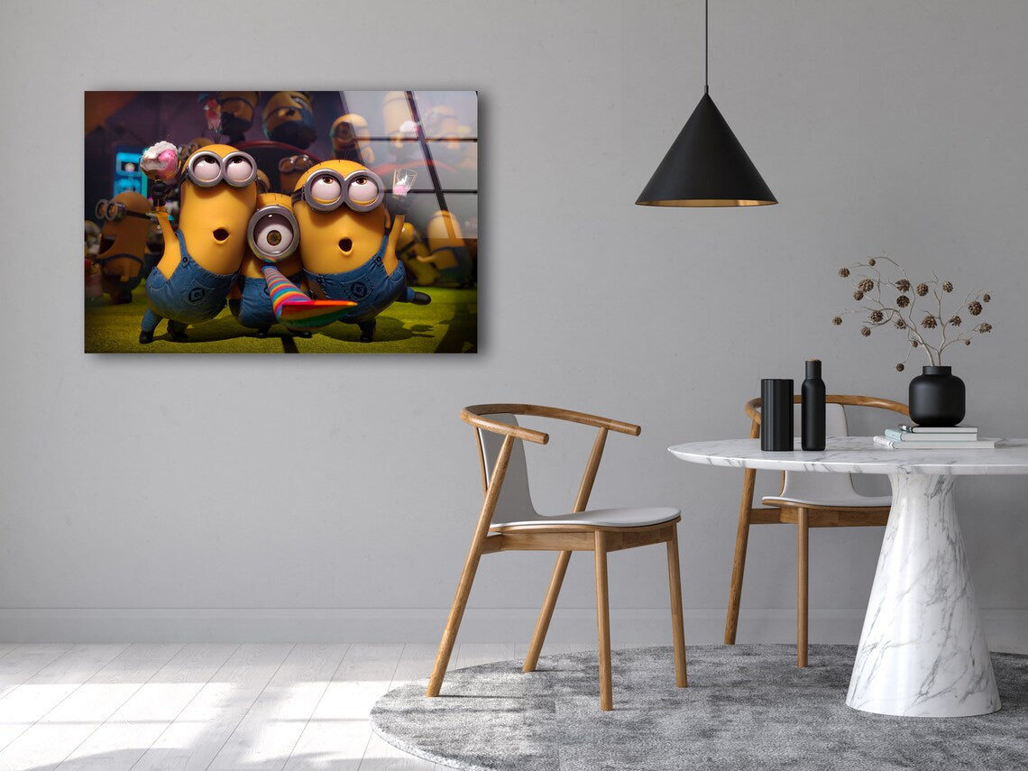 Minions Design Acrylic Glass Print Tempered Glass Wall Art 100% Made in Australia Ready to Hang