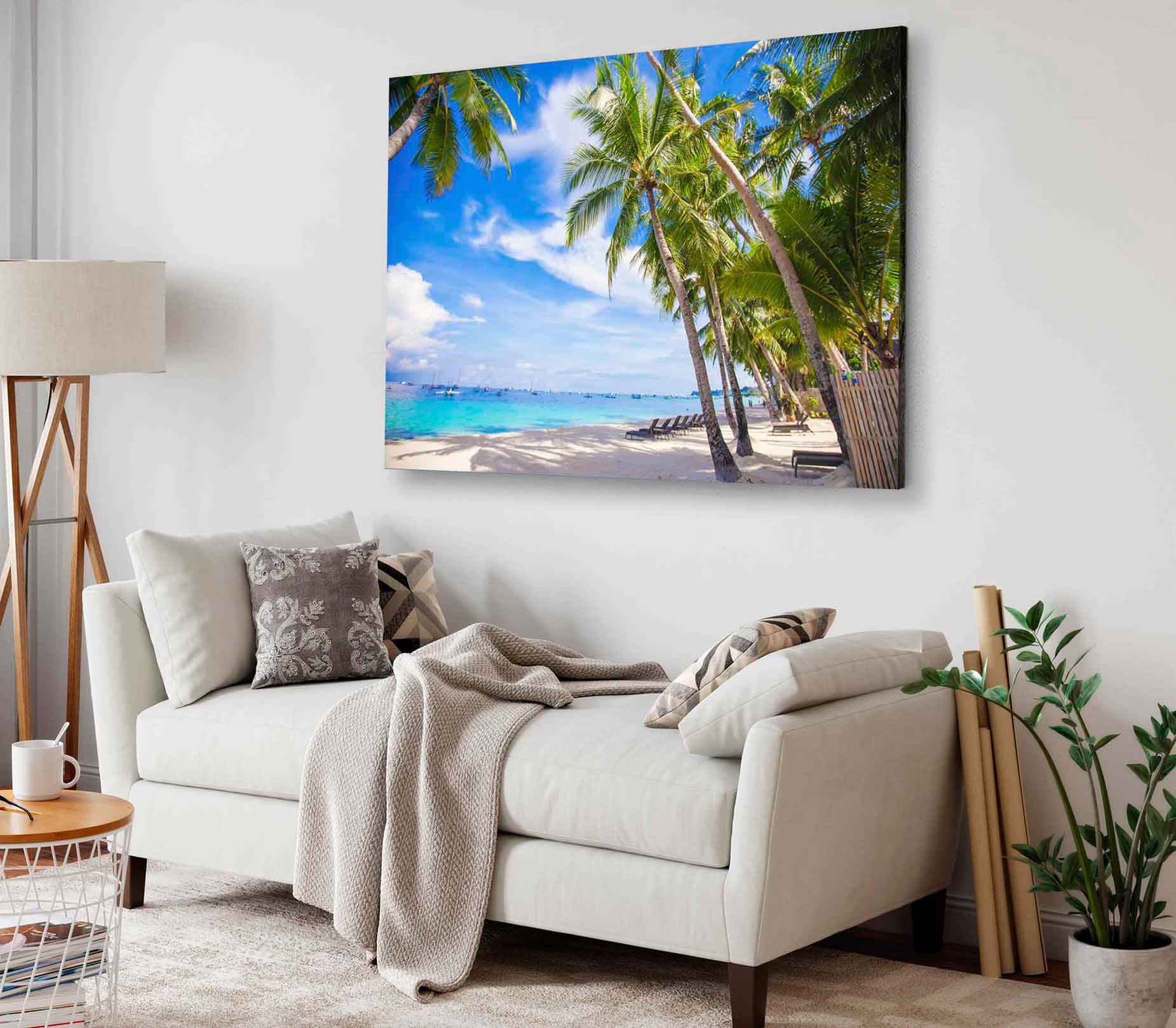 Bella Home Palm Sand Beach With Sky View Print Canvas Ready to hang