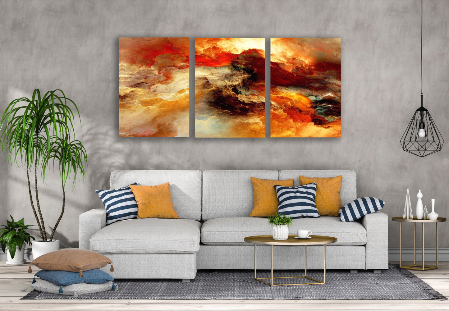 3 Set of Colorful Abstract Cloud Design High Quality Print 100% Australian Made Wall Canvas Ready to Hang