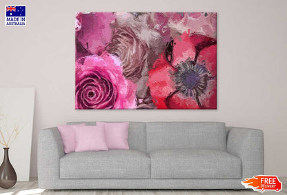 Peony & Rose Flower Oil Painting Print 100% Australian Made