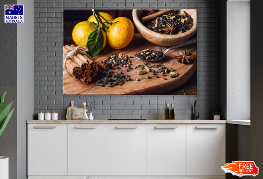 Indian Masala Chai Ingredients with Three Tangerines Photograph Print 100% Australian Made