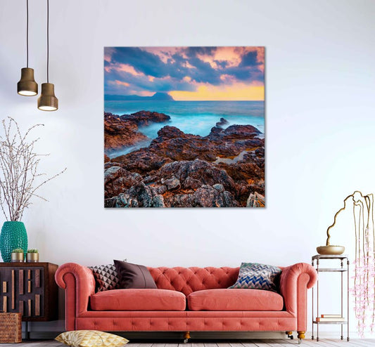 Square Canvas Isolidda Beach San Vito Cape View High Quality Print 100% Australian Made