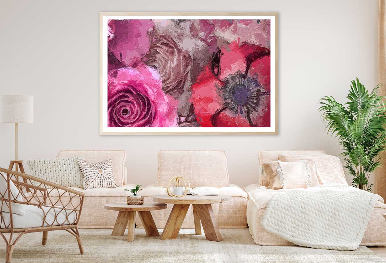 Peony & Rose Flower Oil Painting Home Decor Premium Quality Poster Print Choose Your Sizes