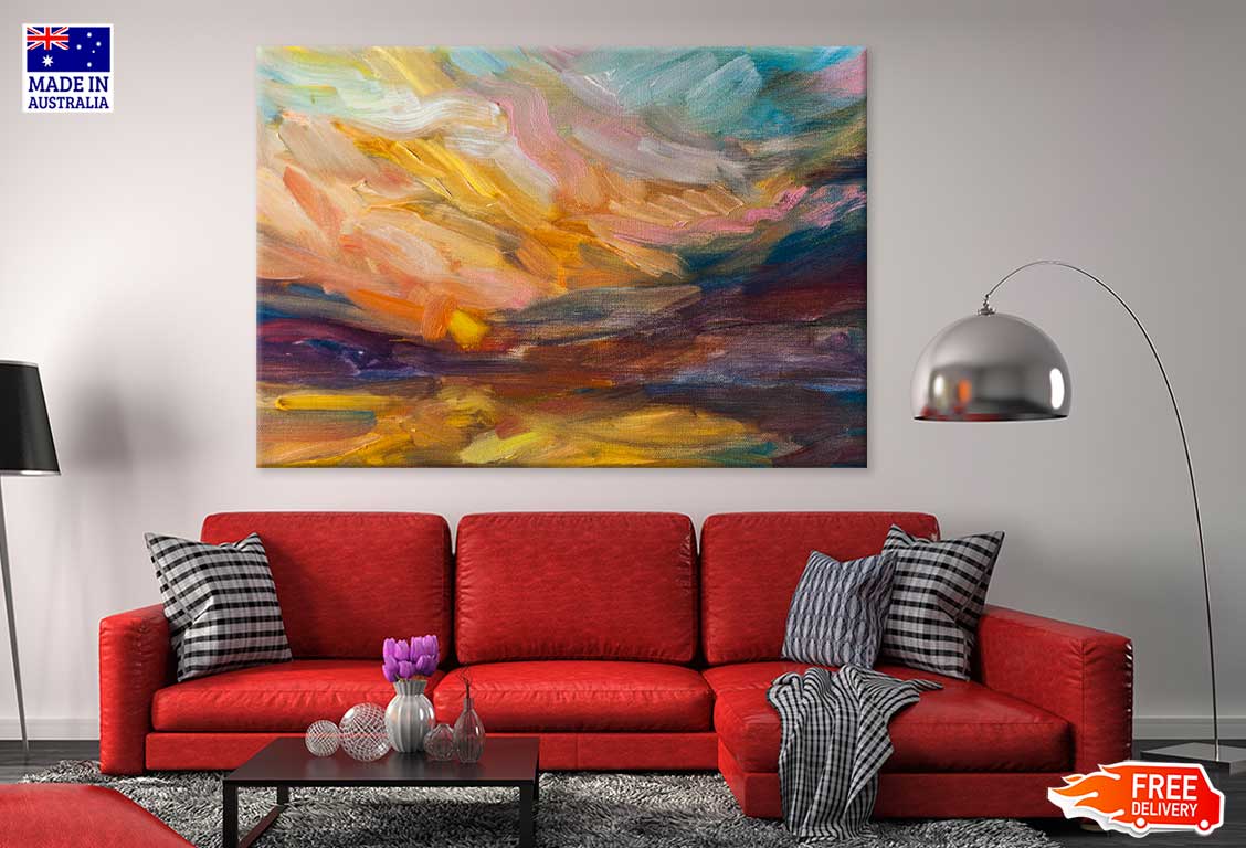 Sunset Sky Abstract Oil Painting Print 100% Australian Made