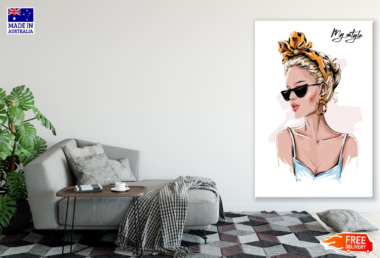 Fashion Women with Head Band Illustration Print 100% Australian Made