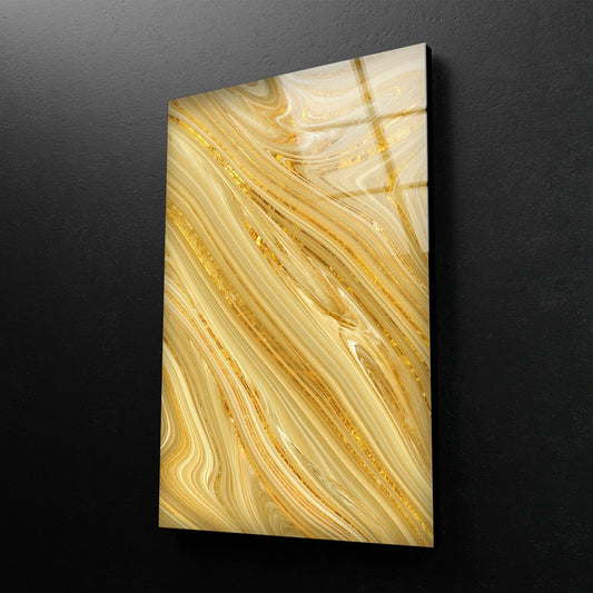 Gold Yellow Abstract Design Acrylic Glass Print Tempered Glass Wall Art 100% Made in Australia Ready to Hang