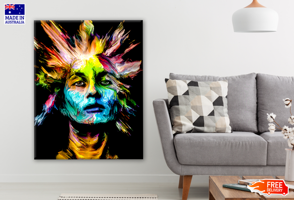 Colourful Woman Portrait Abstract Painting Print 100% Australian Made