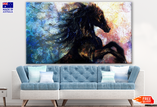 Black Horse Portrait Abstract Design Print 100% Australian Made