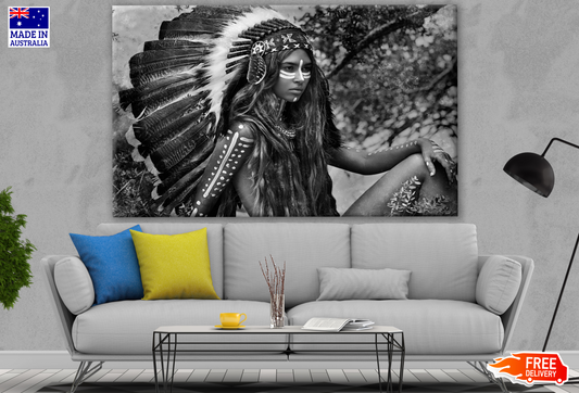 Indian Woman Hunter B&W Portrait Photograph Print 100% Australian Made