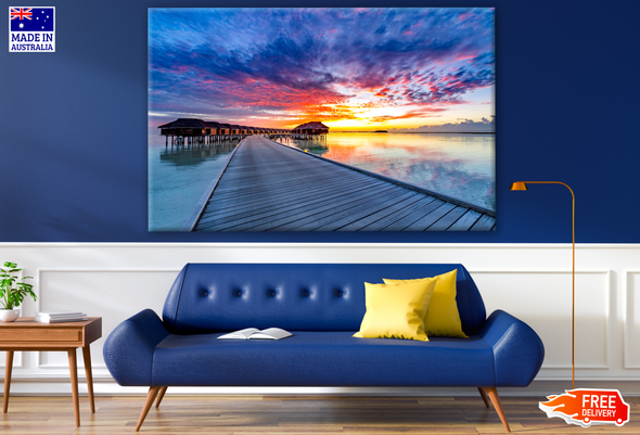 Stunning Beach Sunrise with Purple Sky View Photograph Print 100% Australian Made