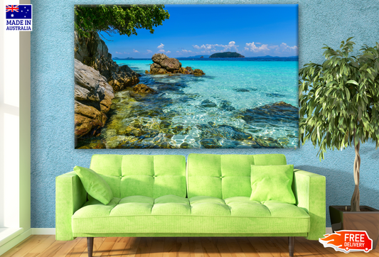 Stunning Beach View with Rocks Photograph Print 100% Australian Made