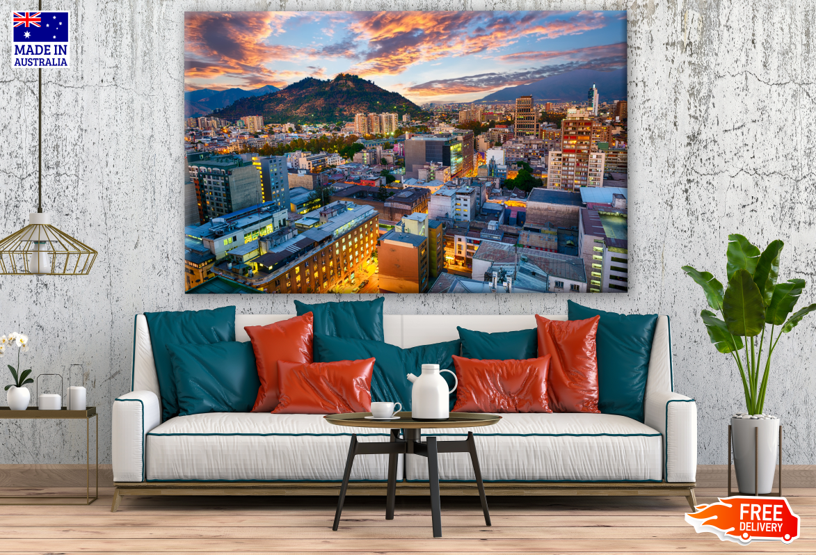 Stunning City with Mountain View Print 100% Australian Made