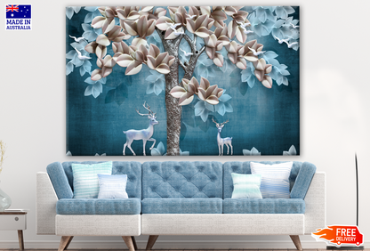 Tree & Deer 3D Design Print 100% Australian Made