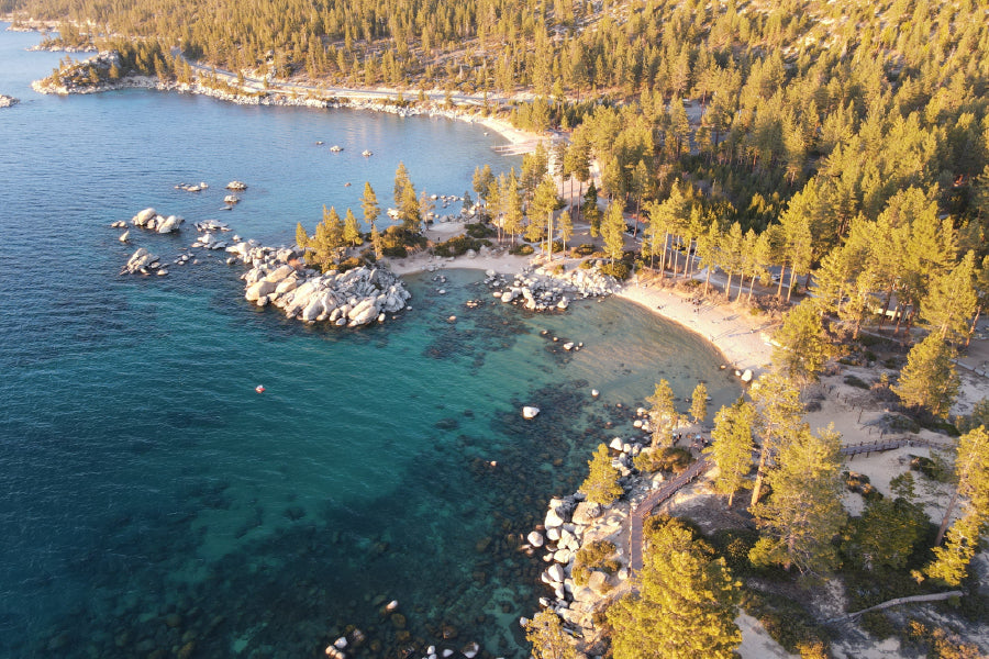 Lake Tahoe with Forest Aerial View Photograph Print 100% Australian Made