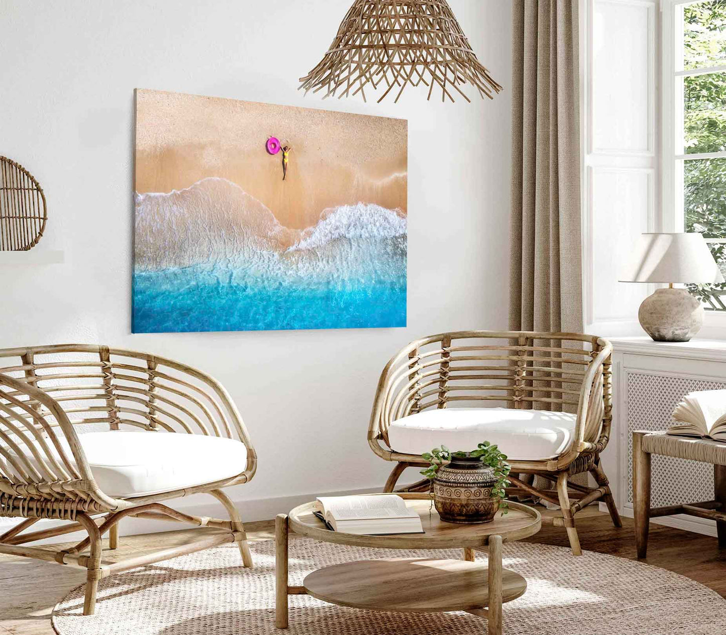 Bella Home Girl in The Sandy Sea Print Canvas Ready to hang