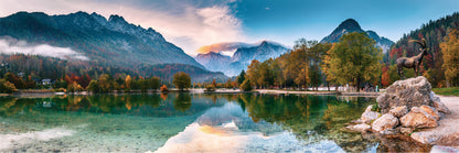 Panoramic Canvas Mountain Lake View Scenery Photograph High Quality 100% Australian made wall Canvas Print ready to hang