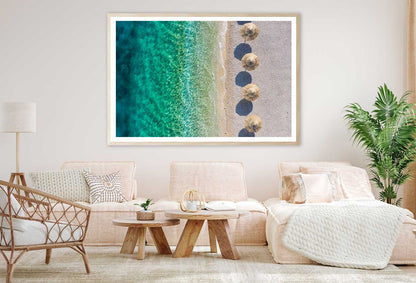 Aerial View of Beach & Umbrellas Photograph Home Decor Premium Quality Poster Print Choose Your Sizes