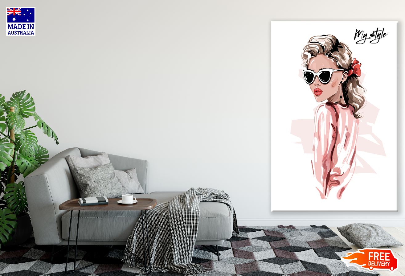 Fashion Women with Sunglasses Illustration Print 100% Australian Made