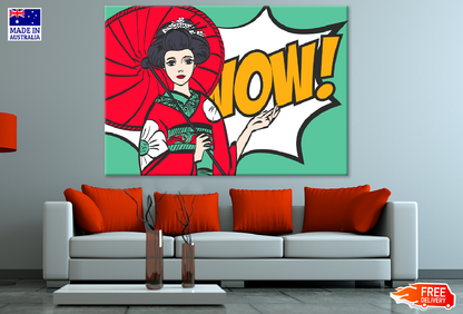 WOW Quote & Japanese Girl Illustration Print 100% Australian Made