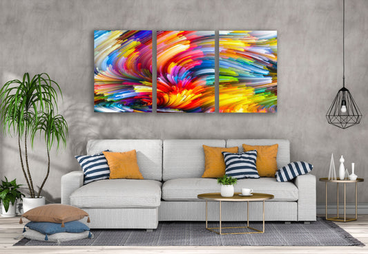 3 Set of Colorful Abstract Design High Quality Print 100% Australian Made Wall Canvas Ready to Hang