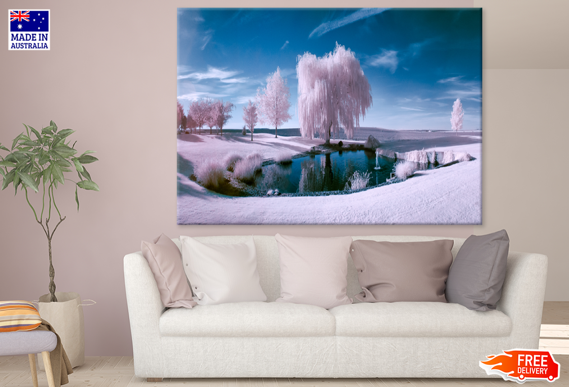 Snow Coverd Trees & Sky View Photograph Print 100% Australian Made