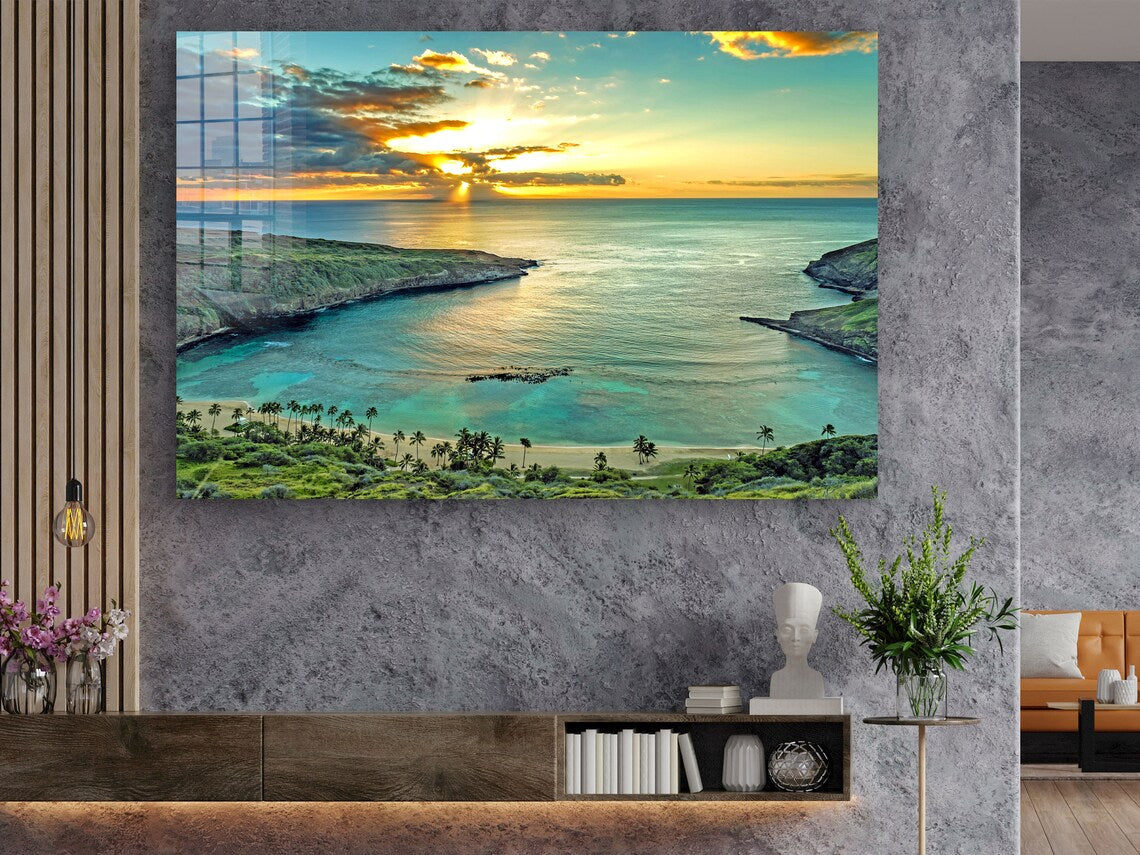 Seaside Sunset View Print Tempered Glass Wall Art 100% Made in Australia Ready to Hang