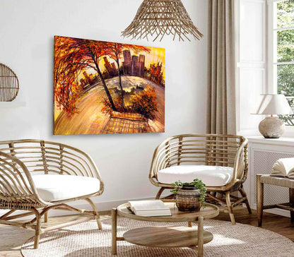 Bella Home City Square Of A Modern City Oil Painting Print Canvas Ready to hang