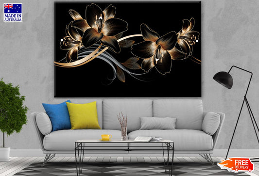 Gold & Black Floral Design Print 100% Australian Made