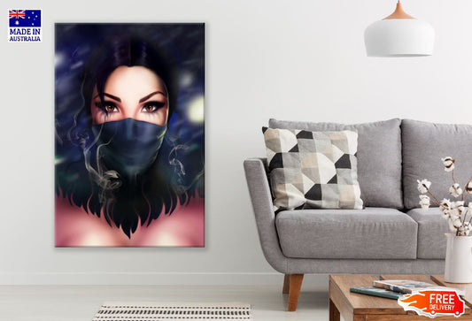 Mysterious Woman with Mask Digital Art Print 100% Australian Made