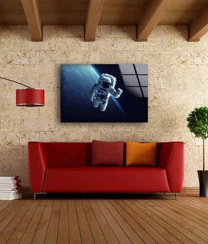 Astronaut in Space Photograph Acrylic Glass Print Tempered Glass Wall Art 100% Made in Australia Ready to Hang