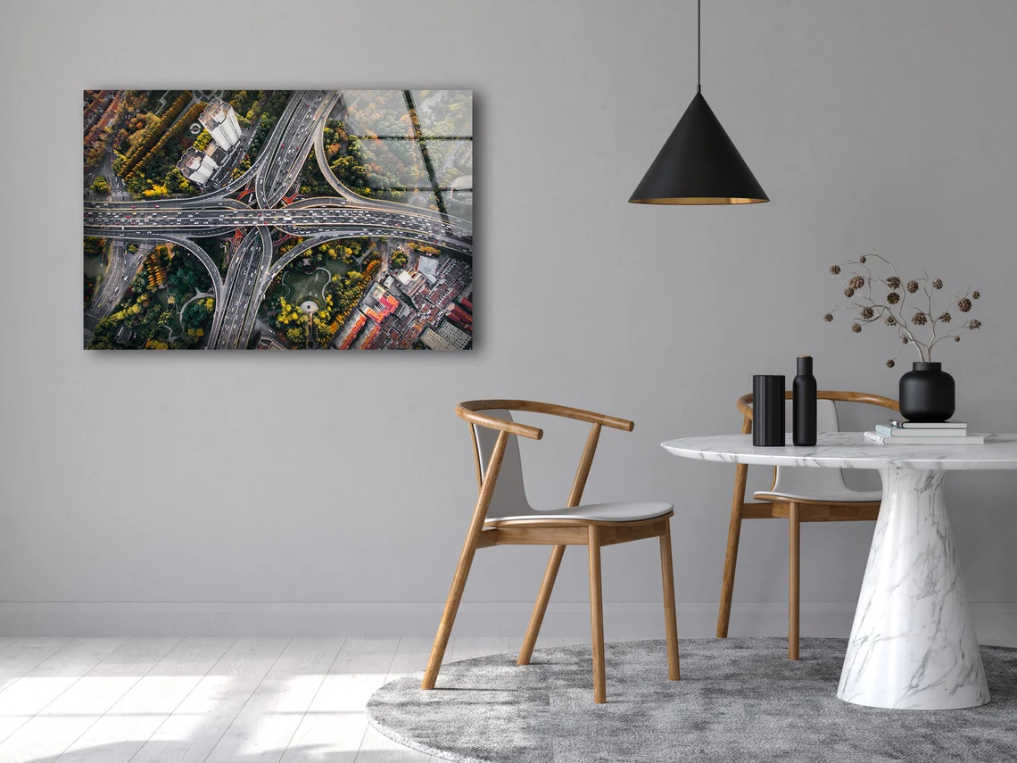 Highways Aerial View Photograph Acrylic Glass Print Tempered Glass Wall Art 100% Made in Australia Ready to Hang