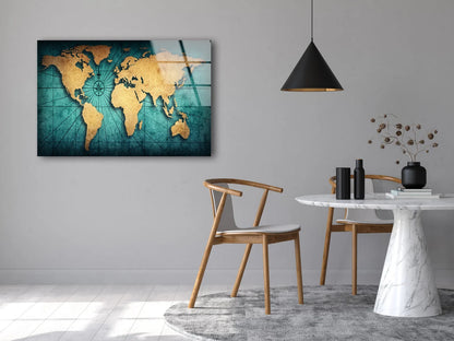 Vintage Map Vector Design Acrylic Glass Print Tempered Glass Wall Art 100% Made in Australia Ready to Hang