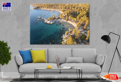 Lake Tahoe with Forest Aerial View Photograph Print 100% Australian Made