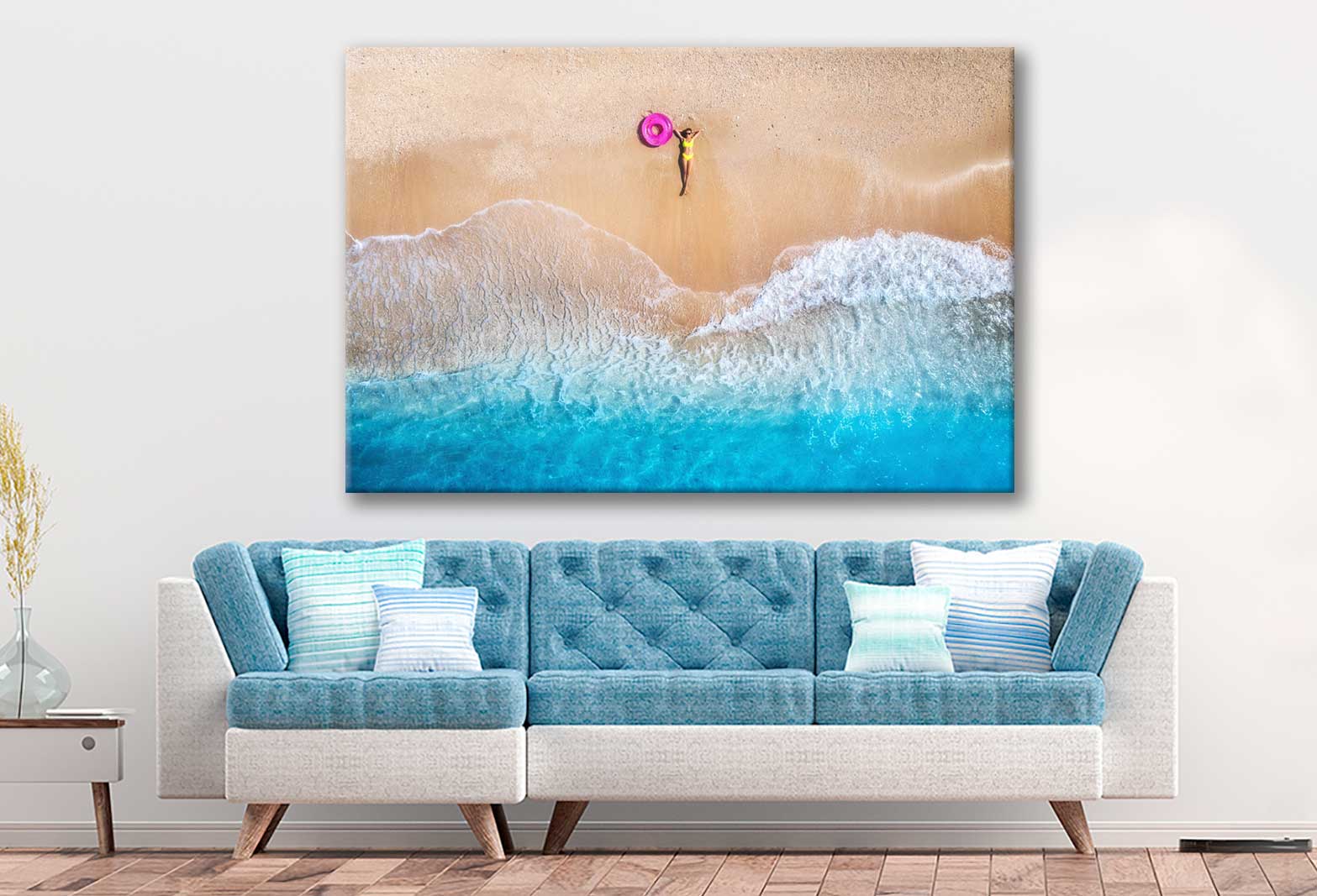 Bella Home Girl in The Sandy Sea Print Canvas Ready to hang