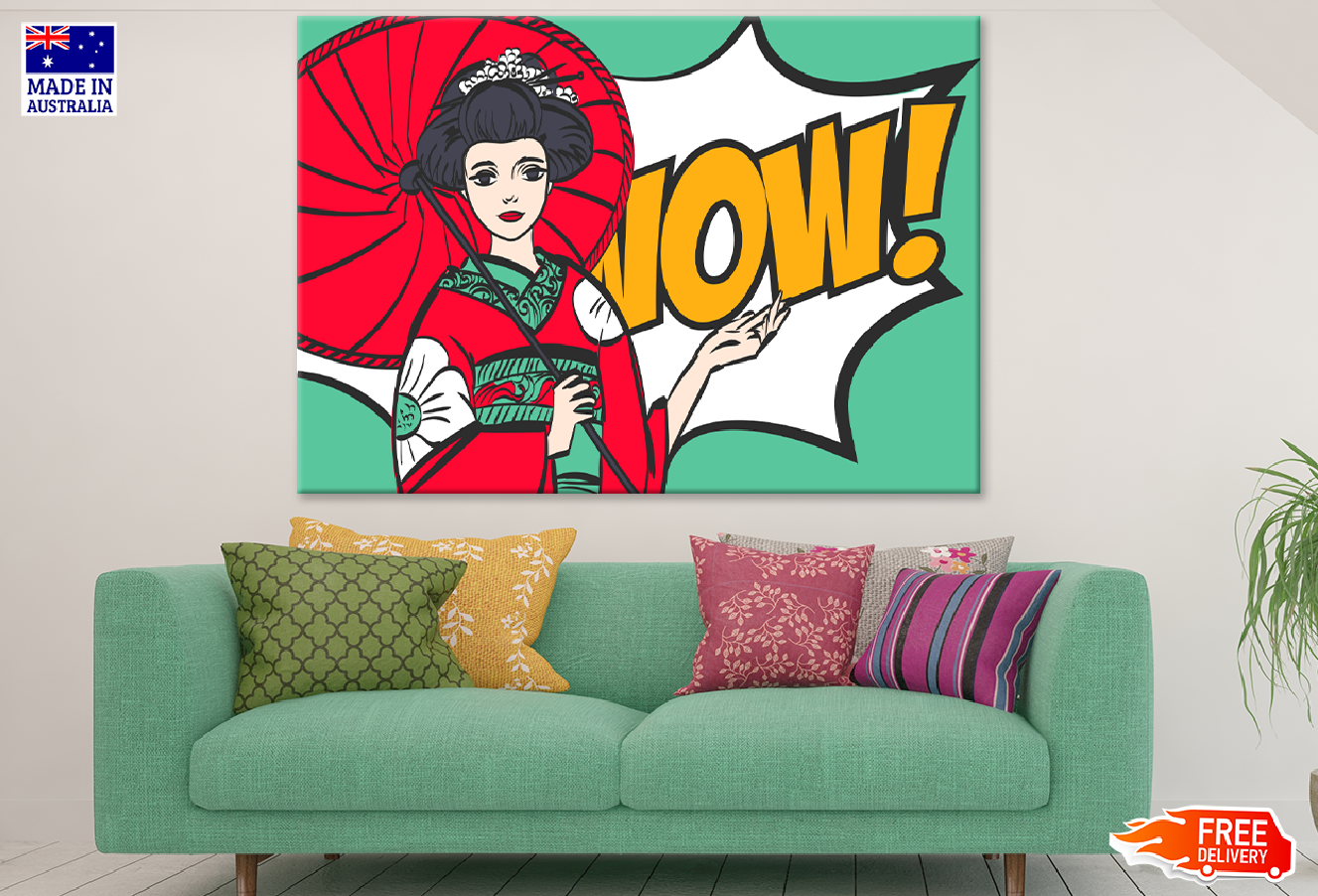 WOW Quote & Japanese Girl Illustration Print 100% Australian Made